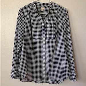 J.Crew Factory Black and White Plaid Shirt